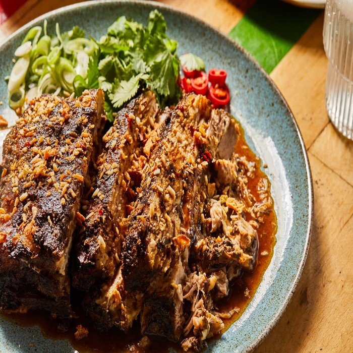 Slow-cooked, Wadadli-spiced Cubano pork belly
