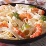receta de pasta espaguetis con camarones y salsa cremosa