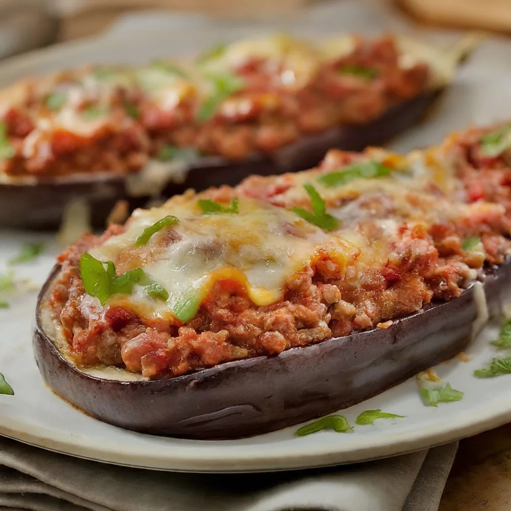 Lasaña de Berenjena Rellena con Carne y Queso