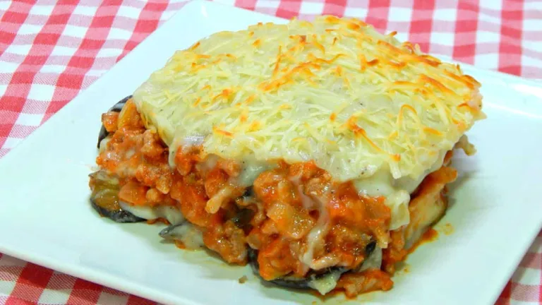 lasaña de berenjena carne y queso